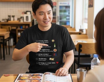 Essential Korean Phrases Tee: Dark K-Culture Gift for Foodies