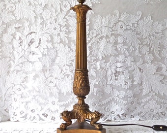 french early 1900 Antique table lamp - Superb XVIIth century Style - antique lamp - French Home Decor - lion's paws - acanthus leaves