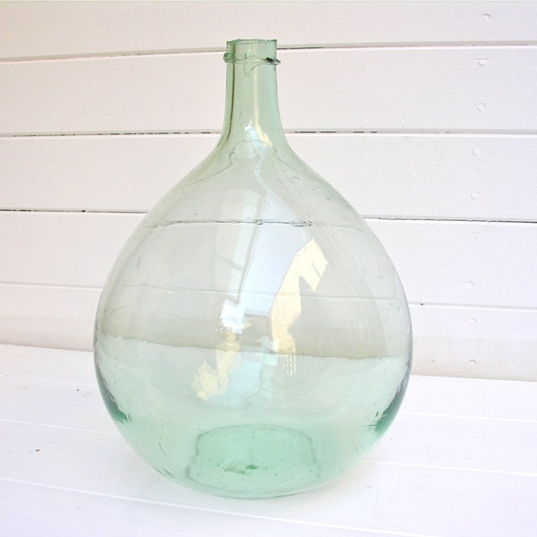 RESERVED RESERVED  French Antique Demijohn, French Hand-blown Glass  french wine water green bottle  - wine, french vintage demijohn