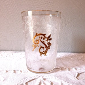 SAINT LOUIS - 19th century period etched glass - Cristalerie Saint Louis  - French Tumbler - french Antique Water Glass -