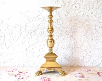 French Church base lamp - Vintage Brass candle holder - church Altar Candle holder - Solid brass Candlestick - 1900s