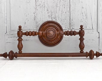 french 1900 towel rail - wooden bed canopy - turned wood towel holder - antique towel holder