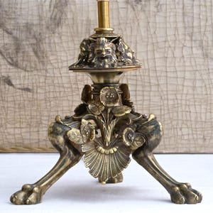 UNIQUE 19th French antique Table Lamp base - French Bronze lighting - French Home Decor - greek tragedy - french antique bronze - lion paws