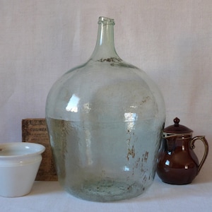 BIG 19th Lagoon green DEMIJOHN - french demijohn - french antique demijohn wine bottle - french antique