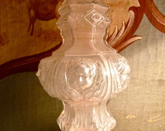 VERY RARE French Antique Church Molded glass - 18th century Chandelier - French antique Cherub - angel - XVIIIth Church salvage