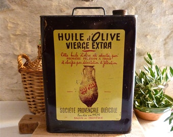 Big Size French Can of Olive Oil - Provence - french mediterranean decor - French kitchen - Olive oil can - french decor - french home