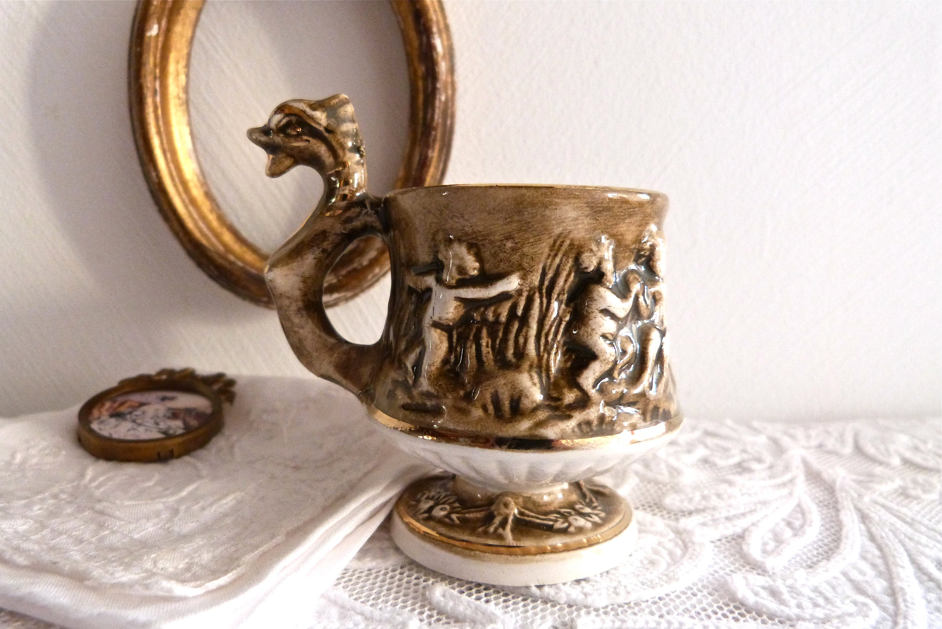 Tasse Miniature - Français Antique Porcelain O Capodimonte Ravishing Tiny Cup Vintage Cup