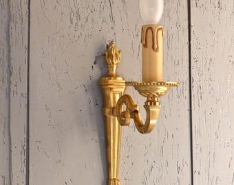 French Bronze Wall Sconce: Vintage Style Lighting with Adapter