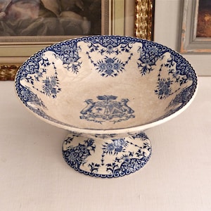 GIEN pedestal bowl  French Blazon - Antique fruit bowl - dish on pedestal -