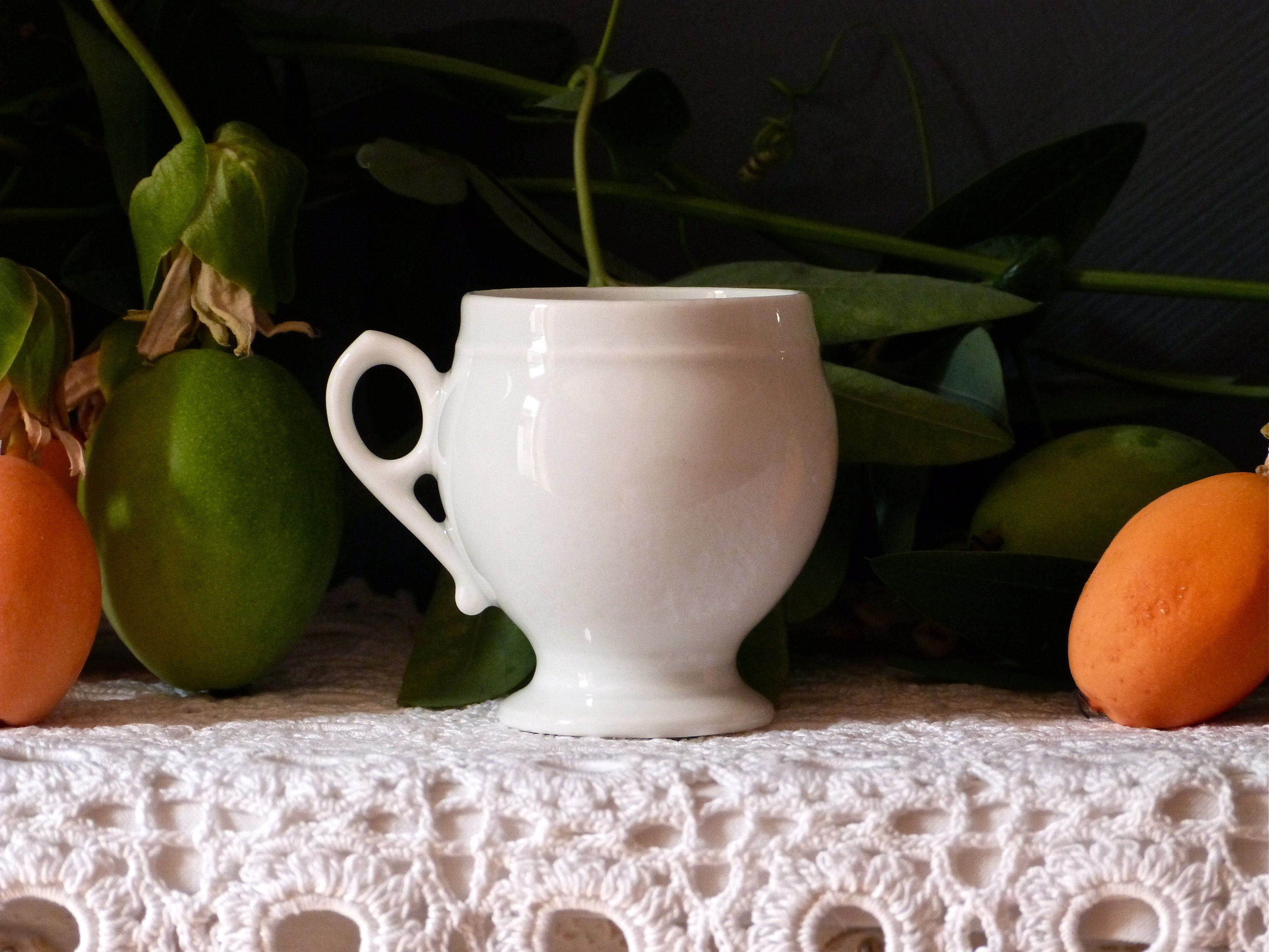 Pot à Crème Français - Mini Vase Porcelaine Blanche Tasse en Français