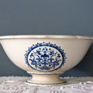 GIEN Large Footed Bowl - French ceramic - French Centerpiece - Vintage Fruit Bowl - french home decor - Antique Gien