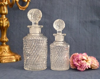 2 French Antique Perfume Bottle - French Vanity, French Boudoir Decor - Portieux - Crystaleware of Portieux