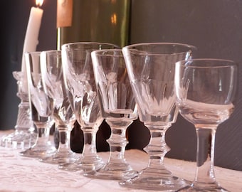 Antique French Calvados Shot Glasses - Set of 6 - Hipster Barware