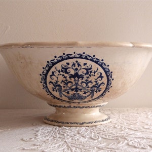 GIEN Large Footed Bowl - French ceramic - French Centerpiece - Vintage Fruit Bowl - french home decor - Antique Gien