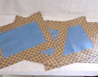 4 Placemats in linen and Provençal fabrics - Souleiado placemat - made by a seamstress - non-industrial - French Tea Time