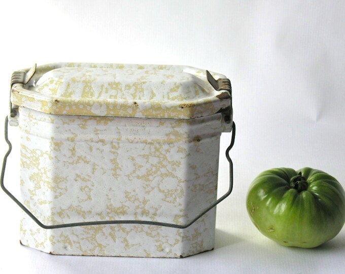 Vintage Enamel Lunch Box Pail French White Pail Etsy