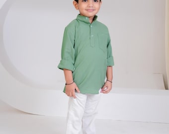 Boys' Cotton Kurta Pajama Set: Printed Ethnic Wear