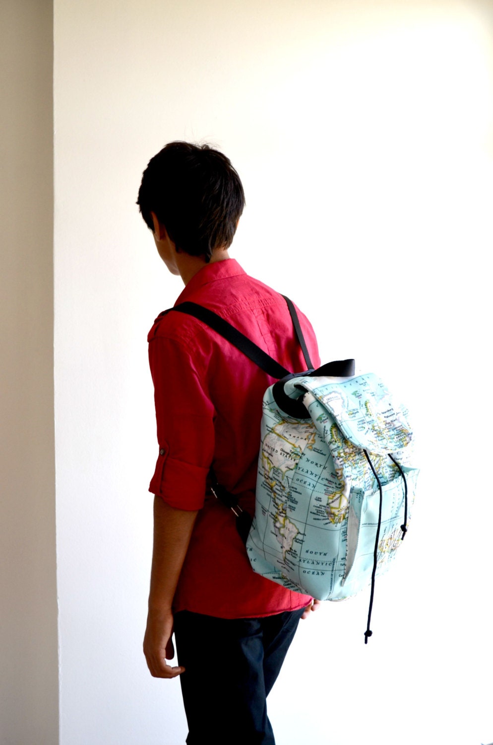 Maps World Print Backpack Rucksack Canvas Backpack Travel Etsy
