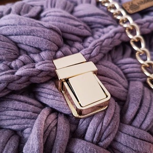 Crochet Powder Luxury Mother Gift Bag, Cotton Yarn Bag, Peanut Gold Chain Handle, Crossbody Hand Bag, For Woman Capri Luxury Bag, Moms Purse image 10