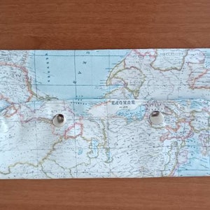 Embreagem de rebite de mapa mundial, bolsas com fecho de pressão, organizador de viagem de mapa mundial, presente para melhor amigo ou namorada, presente de bolsa de moeda com fecho de pressão