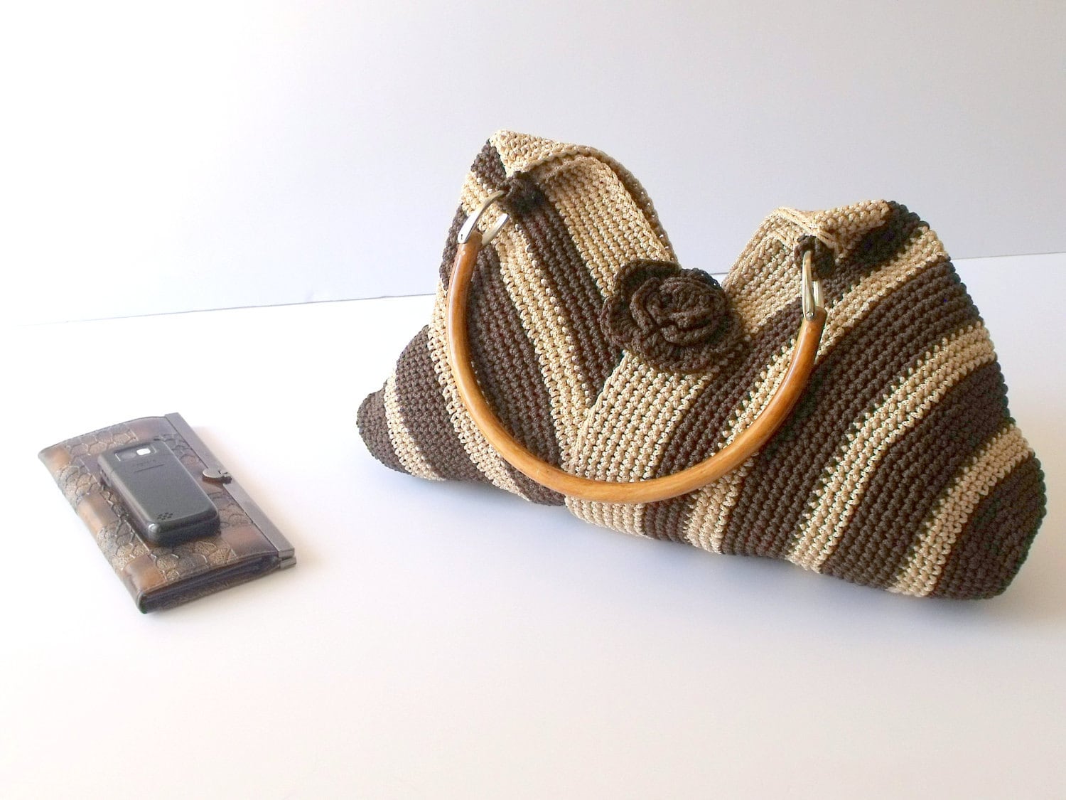 Crochet Brown Shoulder Bag Everyday Bag Shoulder Bag Etsy