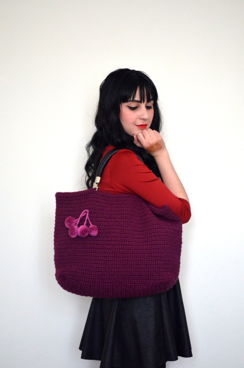Crochet winter bag Purple Crocheted Handbag Celebrity Style CROCHET ULTRA V\u0130OLET bag shoulder bag- crochet bag gift for her