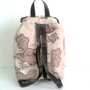 Travel Canvas Backpack, Rucksack, Travel Bag, World Map Bag, Hipster Backpack , Diaper Bag, Boho Bag, Baby shower Gift, Back To School Gift, image 4