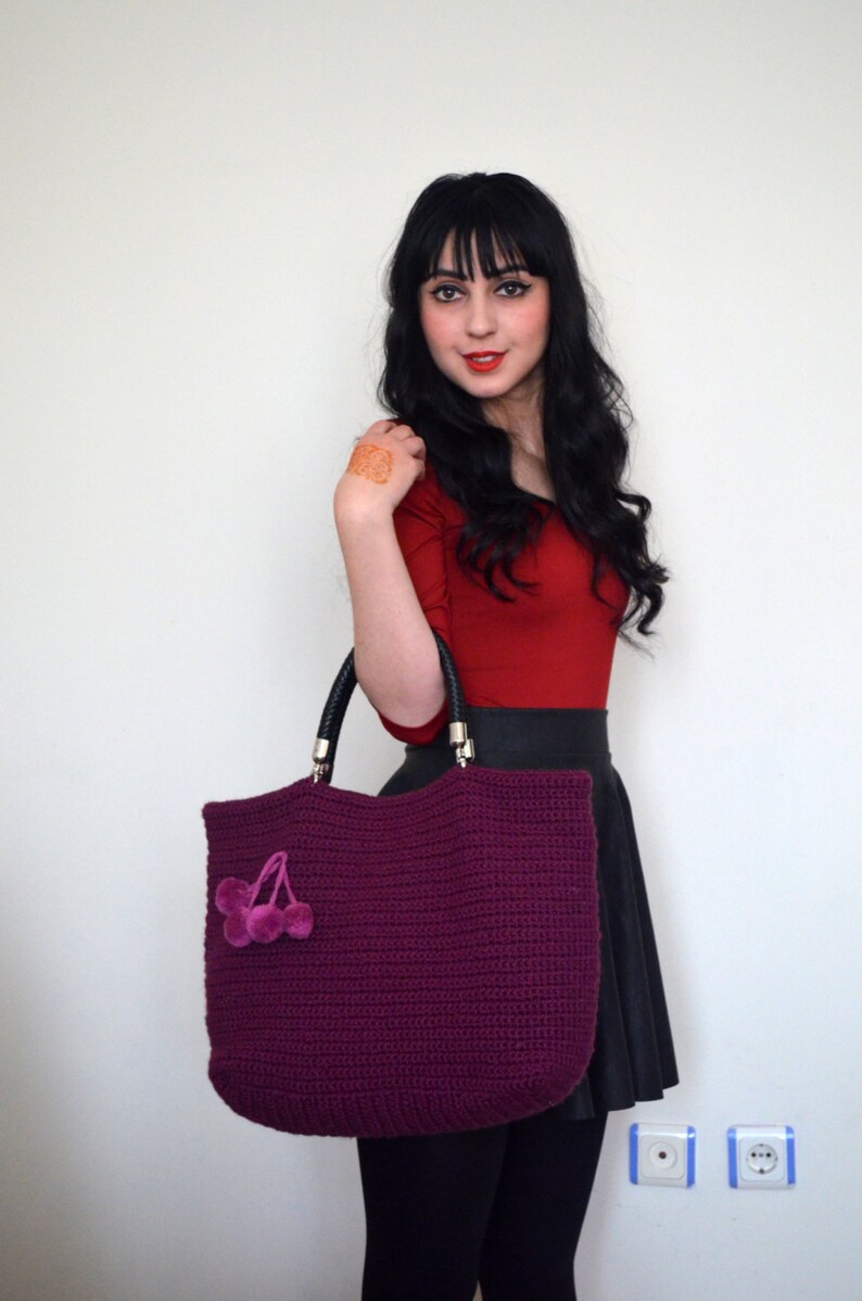Crochet winter bag Purple Crocheted Handbag Celebrity Style CROCHET ULTRA V\u0130OLET bag shoulder bag- crochet bag gift for her