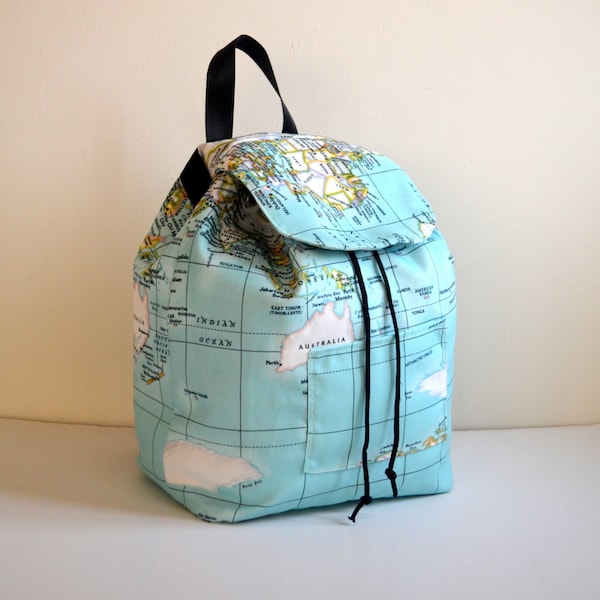 Canvas Backpack, Rucksack, Travel Bag, Hipster Backpack, Diaper Bag, Boho Bag, Baby shower Gift, Back To School Gift, Worldmap Field bag