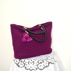Crochet winter bag Purple Crocheted Handbag Celebrity Style CROCHET ULTRA V\u0130OLET bag shoulder bag- crochet bag gift for her