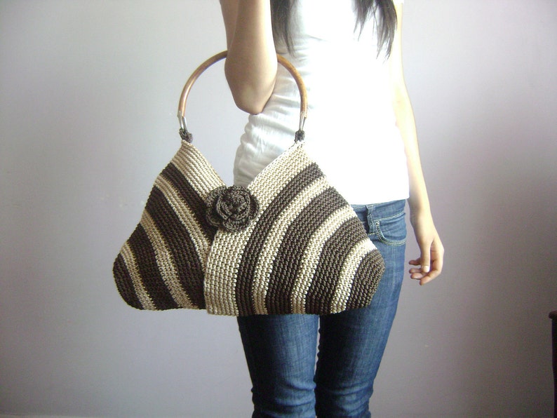 Crochet Brown Shoulder Bag Everyday Bag Shoulder Bag Etsy