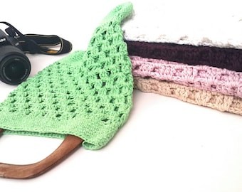 Crochet summer bag, Crochet Market Bag, Women's grocery handbag, Coton Mesh Beach, Wooden Handle Crochet, Handmade bag, Sale Gift for Mom,