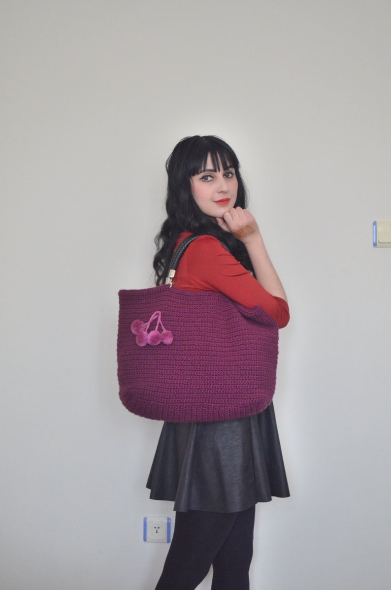Crochet winter  bag Purple  Crocheted Handbag Celebrity Style CROCHET ULTRA V\u0130OLET bag shoulder bag- crochet bag gift for her