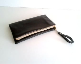 Bolso de embrague de la noche, bolso de cuero falso, embrague plegable negro, bolso de embrague con cadena, embrague de gran tamaño de la cremallera, regalo para ella, San Valentín