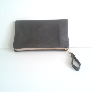 Clutch Bag With Chain Evening Hand Bag Faux Leather Handbag Black Foldover Clutch Zipper Oversized Clutch  Gift For Her Valentines day gift