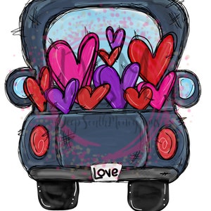 Truck Valentine&#39;s Day Heart Clip Art Png Sublimation Digital Download