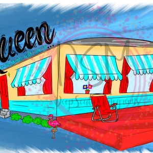 Queen of My Double-Wide Trailer PNG Sublimatie Download Print en Cut