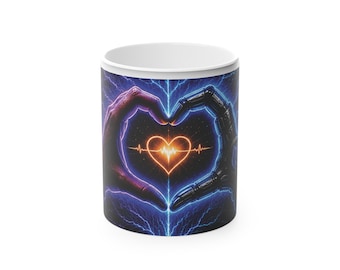 Human Heart // Digital Soul | Heat-Reactive Magic Mug | Original Artwork by Glitched Genius