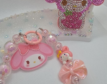 Conjunto de llavero/colgante para bolso y cadena para teléfono Sanrio My Melody Bling