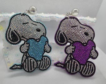 Llavero/Colgante para bolso de Snoopy con forma de corazón - Turquesa o morado