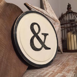 20cm Round Letter Ampersand Sign, Initial, Wall Art, Home Decor, Rustic Letters, All letters available, inc ampersand, typewriter style image 1