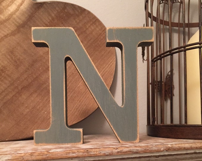 Wooden Letter 'N' - 20cm- Rockwell Font - various finishes, standing