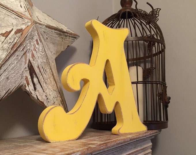 Wooden Letter A – Personalised Name Letter – Nursery Decoration Ideas – Rustic Room Décor – Victorian Style – Decorative Wooden Sign - 20cm