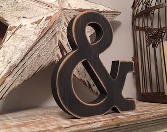 Wooden Letter 'ampersand' - 10cm- Rockwell Font - various finishes, standing