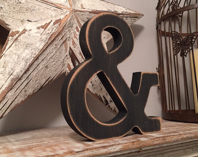 Wooden Letter 'ampersand' - 25cm- Rockwell Font - various finishes, standing