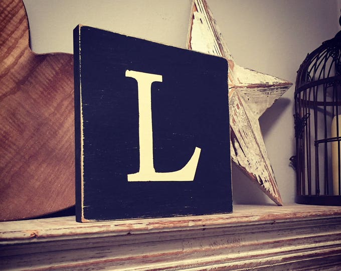 Wooden Letter Blocks, Plaques, Signs, Letter L, 20cm square, all letters available, rustic