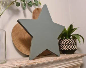 Single Wooden Star, Chunky, Free-standing, Any Colour, various sizes and finishes, distressed, 30cm high