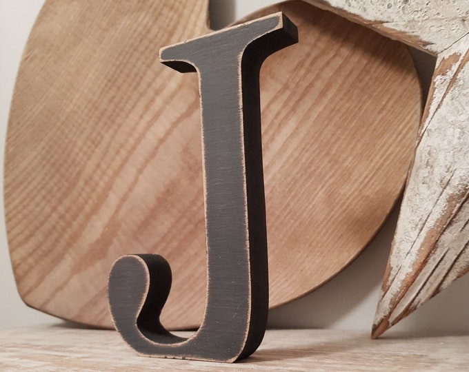 Wooden Letter 'J' - 15cm - Georgian Font - various finishes, standing