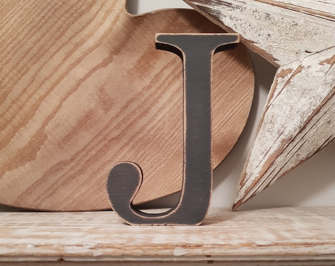 Wooden Letter J - 30cm x 18mm, Freestanding - Georgian Font - Various sizes, finishes and colours