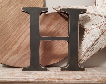 Wooden Letter H - 30cm x 18mm, Freestanding - Georgian Font - Various sizes, finishes and colours